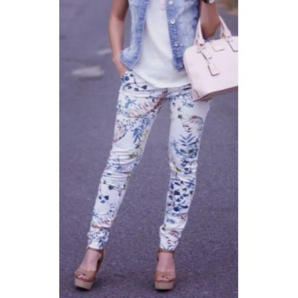 Dear Jhon jeans womens Vivid color flower print